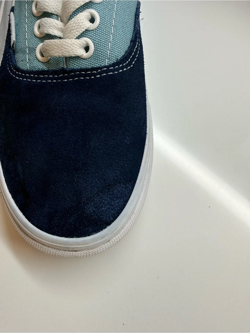 Vans Era Low Top Two-Tone Blue Suede & Canvas Skate Shoes Sneakers M6.5W8